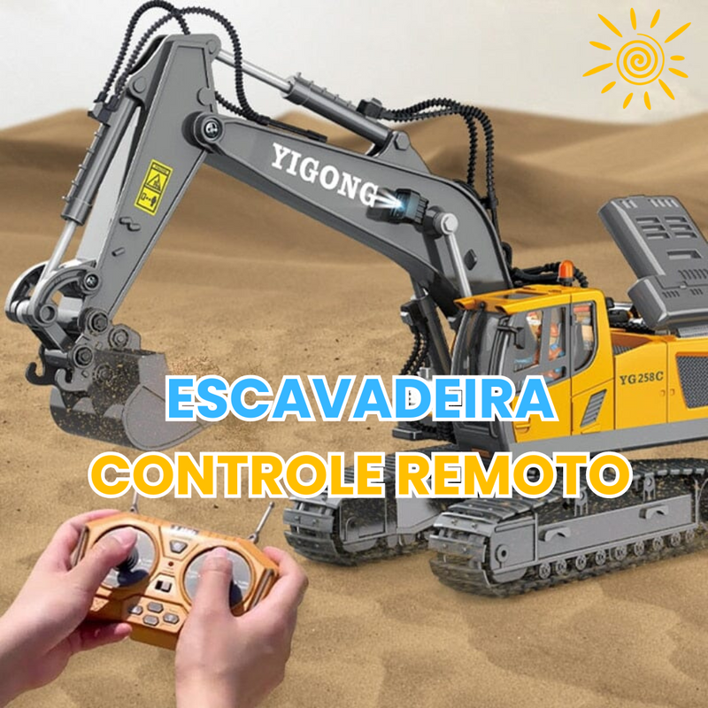 Escavadeira De Controle Remoto - Brinquedo Retroescavadeira - Criativa Kids