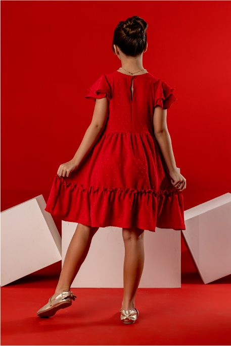 Vestido Infantil Vermelho Michelle Crepe Invicta