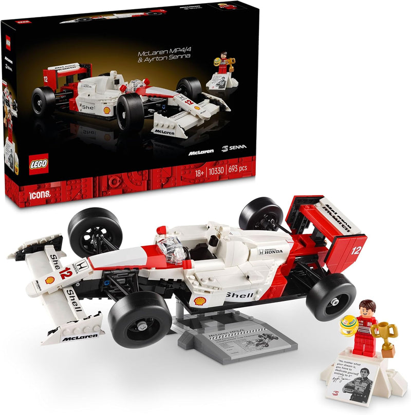 LEGO 10330 Conjunto de veículos Icons McLaren MP4/4 e Ayrton Senna, Corrida F1