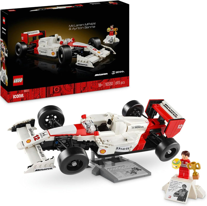 LEGO 10330 Conjunto de veículos Icons McLaren MP4/4 e Ayrton Senna, Corrida F1