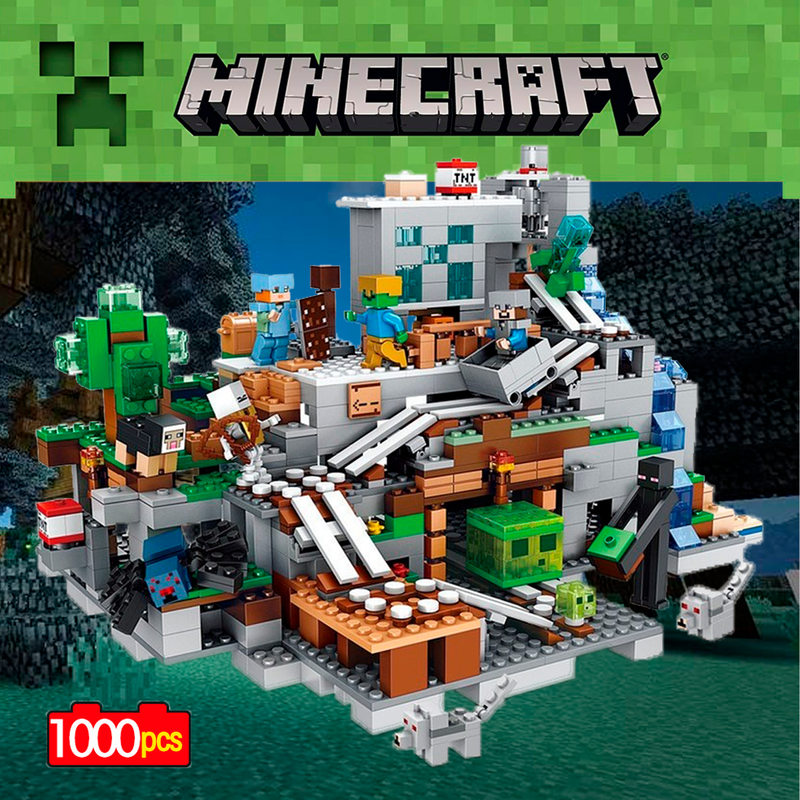 Blocos de Montar Minecraft Caverna da Montanha 1000 Peças – Estilo Lego