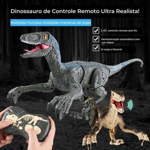 Dinossauro de controle remoto - Velociraptor Brincalhão - Criativa Kids