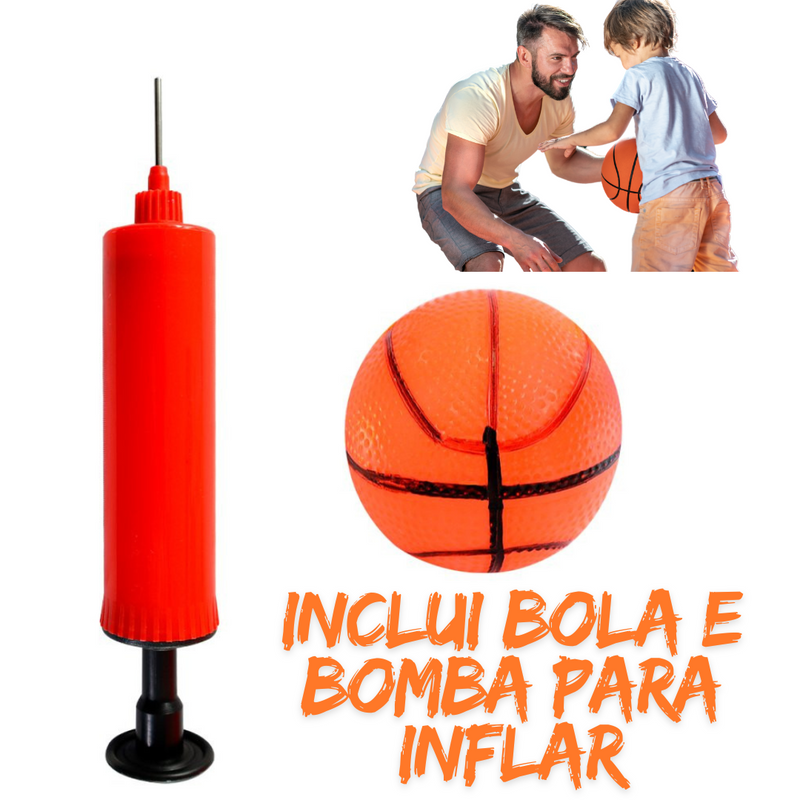 Kit Cesta de Basquete infantil com Tabela Bola e Bomba - Basketball Portatil