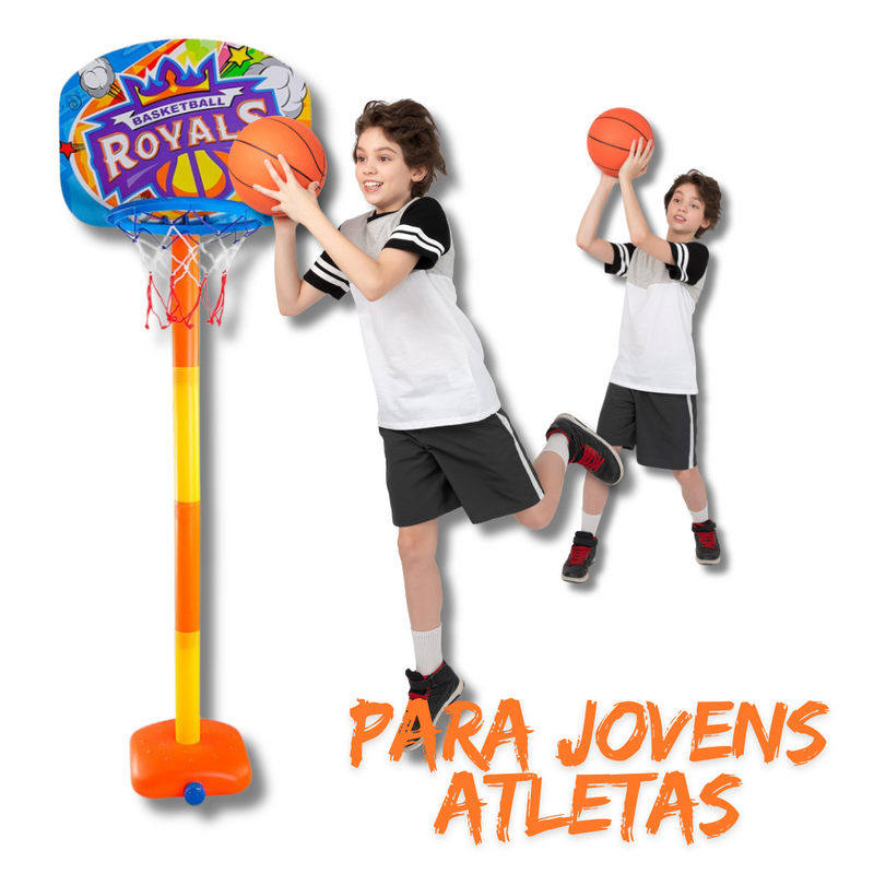 Kit Cesta de Basquete infantil com Tabela Bola e Bomba - Basketball Portatil