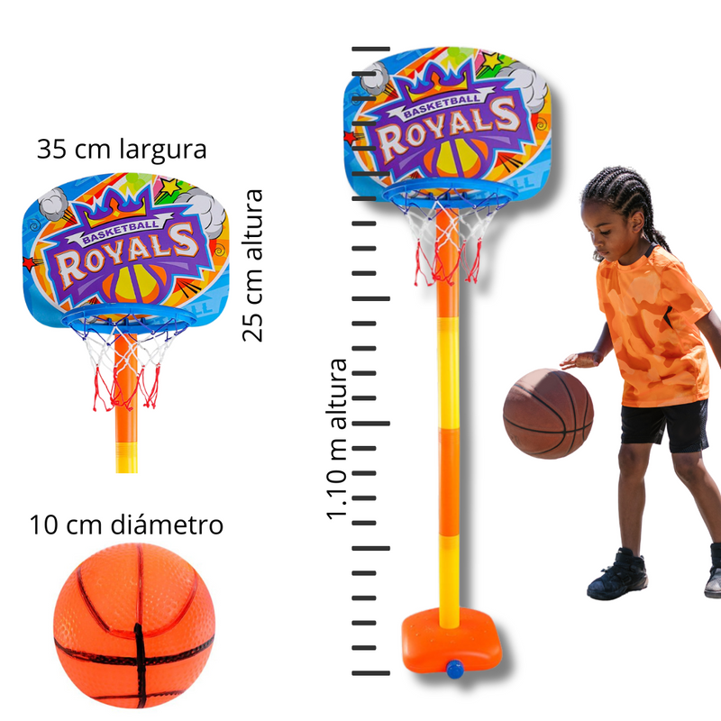 Kit Cesta de Basquete infantil com Tabela Bola e Bomba - Basketball Portatil