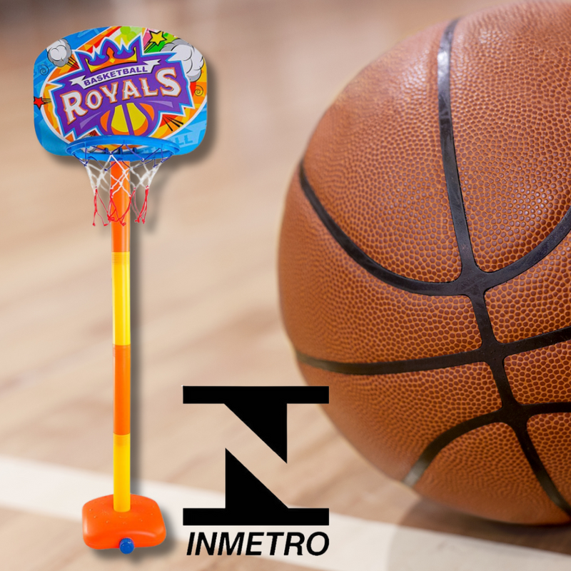 Kit Cesta de Basquete infantil com Tabela Bola e Bomba - Basketball Portatil