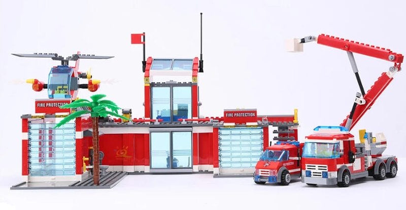 Estação de bombeiros estilo lego minecraft-774 Peças