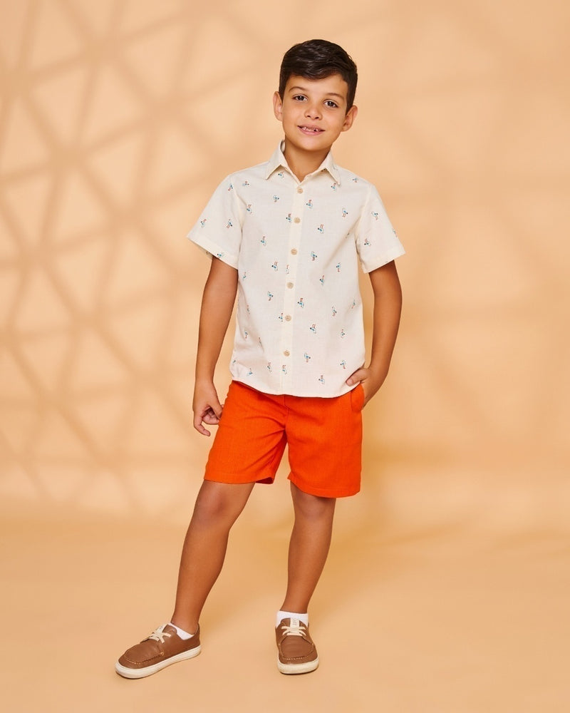 Camisa Infantil Masculina Linho Gaivota