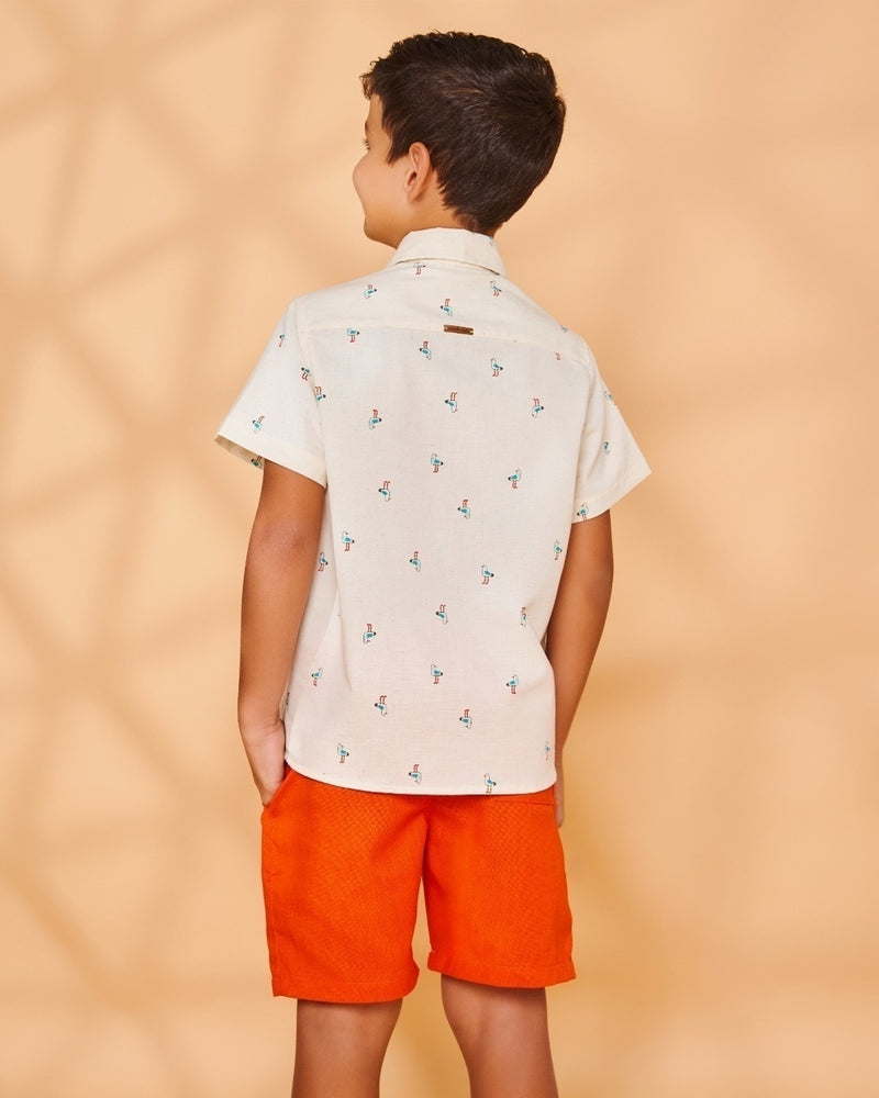 Camisa Infantil Masculina Linho Gaivota