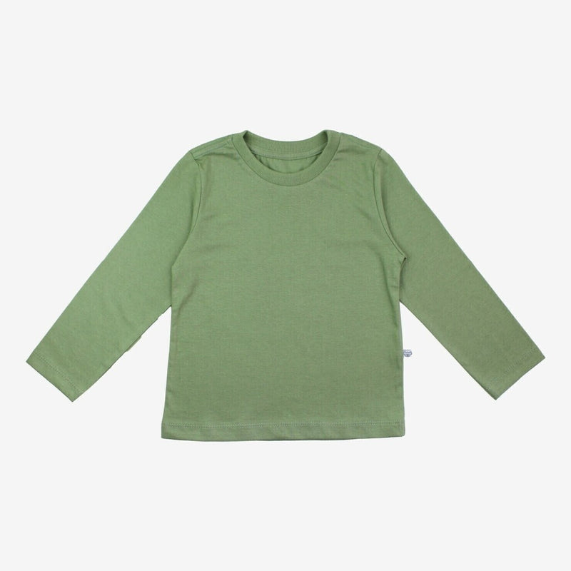 Camiseta Infantil Masculina Malha Manga Longa Verde Oliva