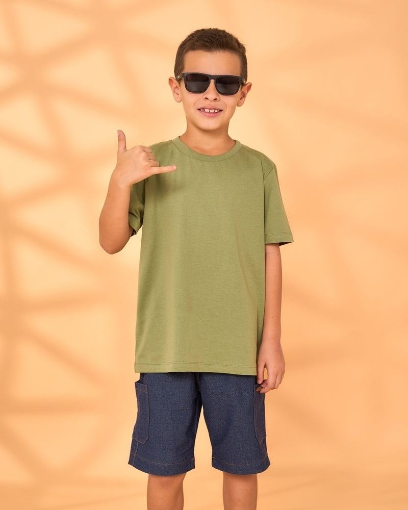 Camiseta Infantil Masculina Verde Oliva - Mundo Coala