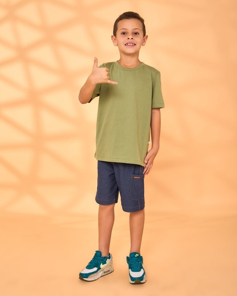 Camiseta Infantil Masculina Verde Oliva - Mundo Coala