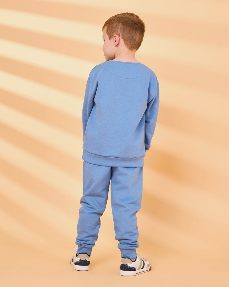 Conjunto Infantil Unissex Moletom Peluciado Azul Jeans