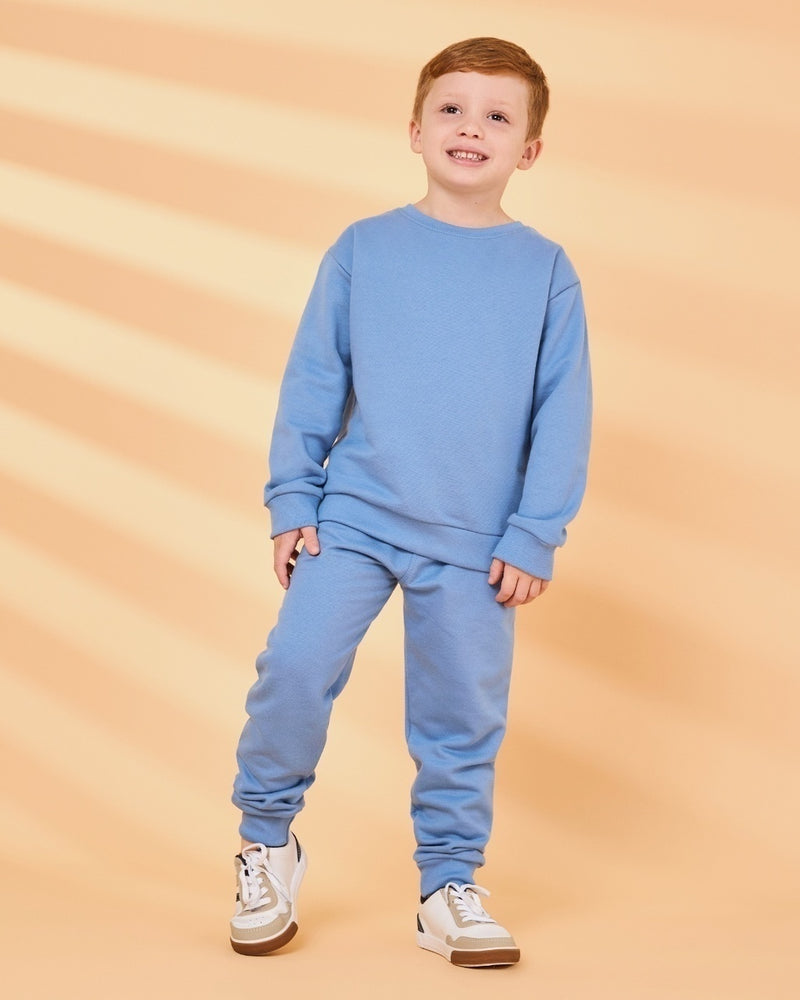 Conjunto Infantil Unissex Moletom Peluciado Azul Jeans