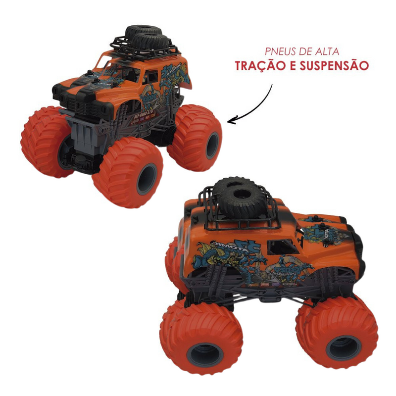 Carro de Controle Remoto Off Road Função Total Brincadeira Festa Aventura - Laranja Atomic