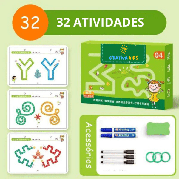 CriativaBook - Caderno Mágico Infantil + Canetas de Brinde