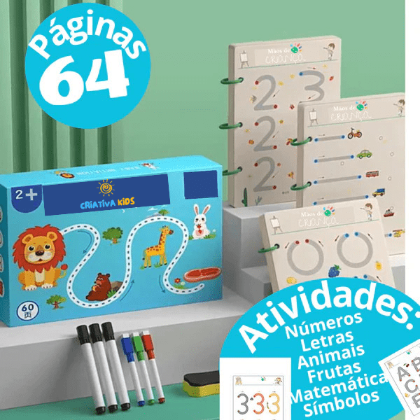 CriativaBook - Caderno Mágico Infantil + Canetas de Brinde