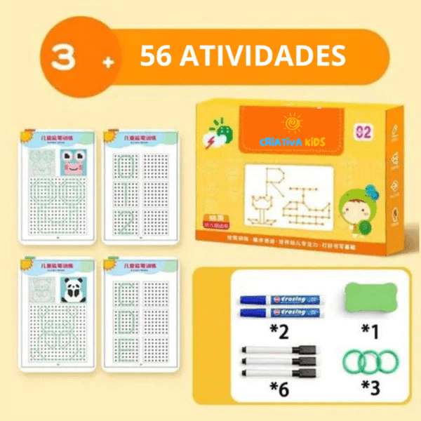 CriativaBook - Caderno Mágico Infantil + Canetas de Brinde