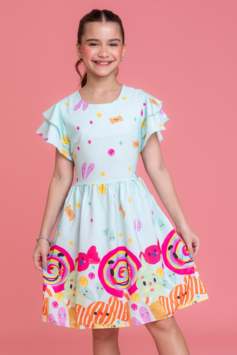 Vestido Infantil Menina Estampado Colorido