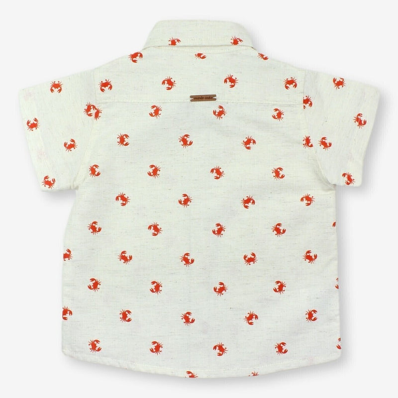 Camisa Infantil Masculina Manga Curta Linho Caranguejo